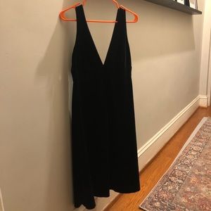J Crew 8 Black Velvet Deep V-Neck Sleeveless Dress